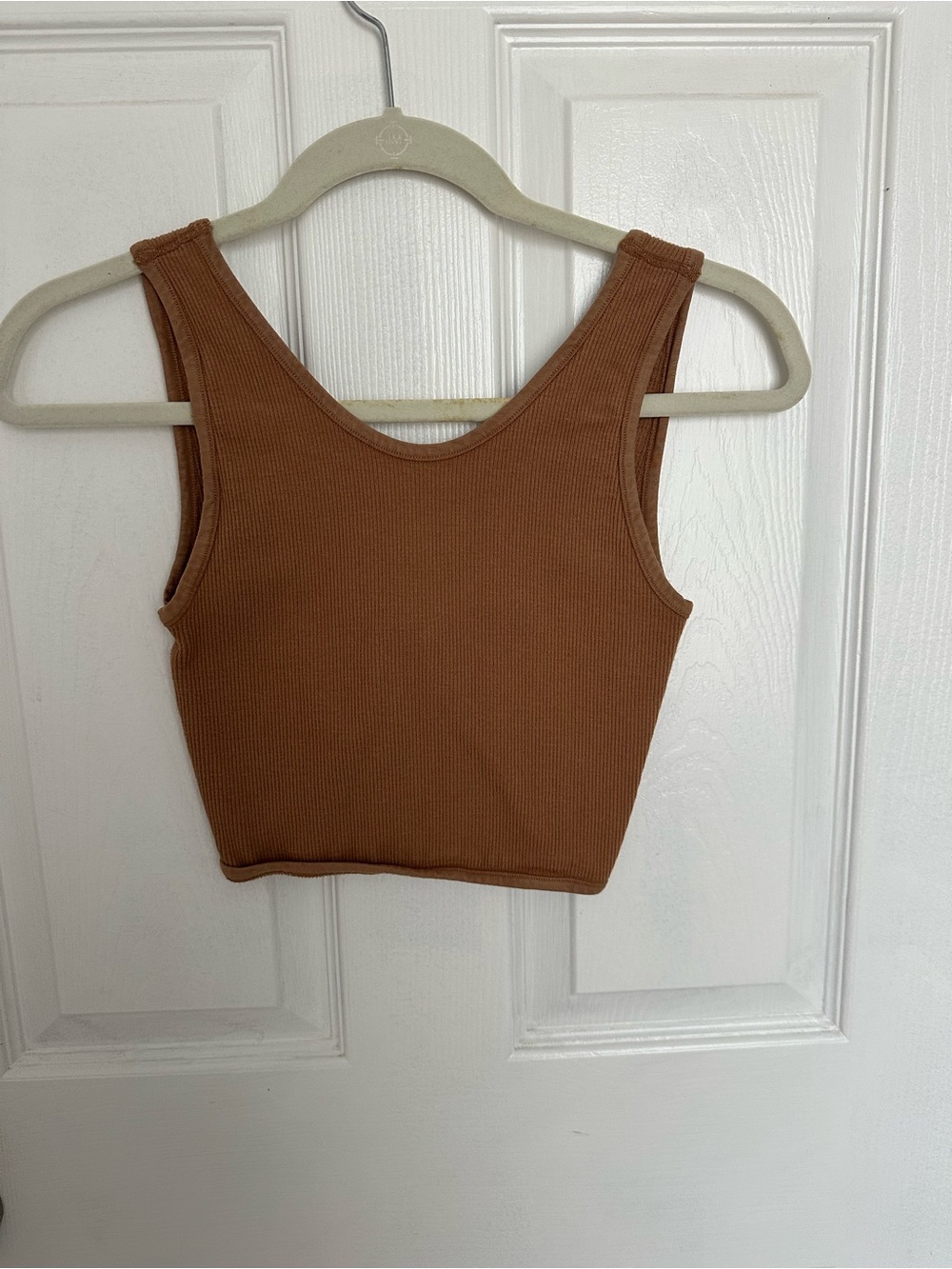 Ribbed Crop Tank Top - Brown
